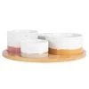 Maisons Du Monde Plats Apéritif Et Accessoires Plateau Apéritif En Bambou 4 Bols En Porcelaine -saladiers et coupelles Soldes plateau aperitif en bambou 4 bols en porcelaine 1000 6 39 205162 1
