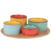 Maisons Du Monde Plats Apéritif Et Accessoires Plateau Apéritif En Bambou 4 Coupelles En Faïence Colorée -saladiers et coupelles Soldes plateau aperitif en bambou 4 coupelles en faience coloree 1000 5 23 191493 1