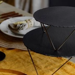 Artesà Plats, Saladiers Et Coupelles Plateau De Service 2 Niveaux En Ardoise Noir Et Doré 10 Artesà Plats, Saladiers Et Coupelles Plateau De Service 2 Niveaux En Ardoise Noir Et Doré -saladiers et coupelles Soldes plateau de service 2 niveaux en ardoise noir et dore 2