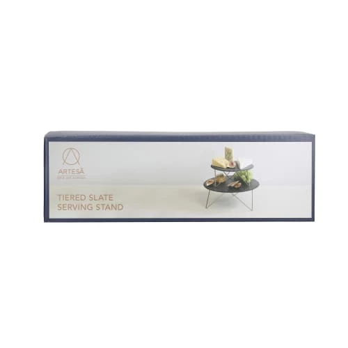 Artesà Plats, Saladiers Et Coupelles Plateau De Service 2 Niveaux En Ardoise Noir Et Doré 7 Artesà Plats, Saladiers Et Coupelles Plateau De Service 2 Niveaux En Ardoise Noir Et Doré – Image 5