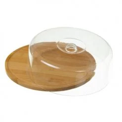 Wadiga Plats, Saladiers Et Coupelles Plateau Fromage Bambou Rond Et Cloche Acrylique -saladiers et coupelles Soldes plateau fromage bambou rond et cloche acrylique 1