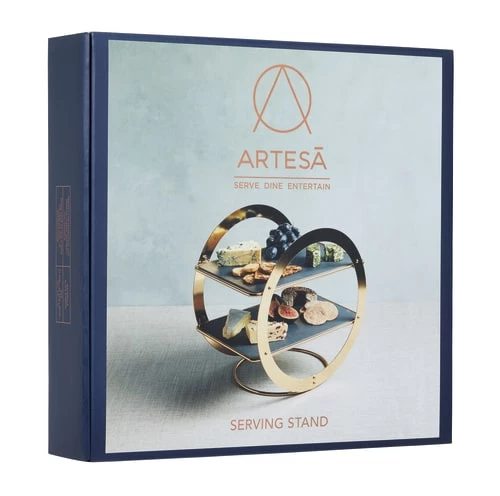 Artesà Plats, Saladiers Et Coupelles Plateau Rond à 2 Niveaux Fini Laiton Et En Ardoise Doré Noir 8 Artesà Plats, Saladiers Et Coupelles Plateau Rond à 2 Niveaux Fini Laiton Et En Ardoise Doré Noir – Image 6