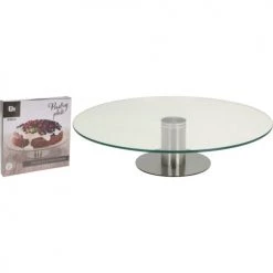 Wadiga Plats, Saladiers Et Coupelles Présentoir à Gâteau Rond Rotatif En Verre Et Métal Chromé -saladiers et coupelles Soldes presentoir a gateau rond rotatif en verre et metal chrome 2