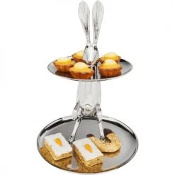 Kare Design Plats, Saladiers Et Coupelles Présentoir à Gâteaux 2 Niveaux Lapin En Alu -saladiers et coupelles Soldes presentoir a gateaux 2 niveaux lapin en alu 2