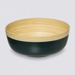 Five Simply Smart Plats, Saladiers Et Coupelles Saladier En Bambou Bicolore Bois Et Bleu Pétrole - 30cm -saladiers et coupelles Soldes saladier en bambou bicolore bois et bleu petrole 30cm 2