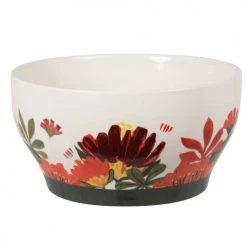 Maisons Du Monde Plats, Saladiers Et Coupelles Saladier En Grès Blanc à Dessins Fleurs Multicolores