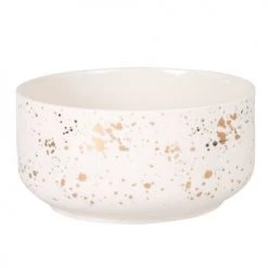 Maisons Du Monde Plats, Saladiers Et Coupelles Saladier En Grès Blanc à Taches Dorées