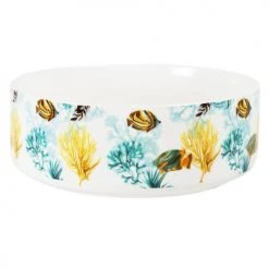 Maisons Du Monde Plats, Saladiers Et Coupelles Saladier En Porcelaine Blanche Motif Fond Marin Multicolore