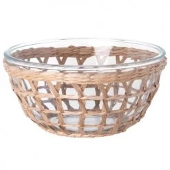 Maisons Du Monde Plats, Saladiers Et Coupelles Saladier En Verre Et Vannerie Beige D23