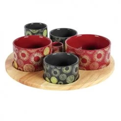 Table Passion Plats Apéritif Et Accessoires Service à Apéritif 6 Pièces 31 Cm En Porcelaine Multicolore