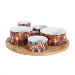 Table Passion Plats Apéritif Et Accessoires Service à Apéritif 6 Pièces 31 Cm En Porcelaine Multicolore