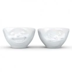 Tassen Plats Apéritif Et Accessoires Set De 2 Mini Bols Gourmand Et Rieur En Porcelaine 100ml