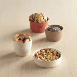 Emile Henry Plats, Saladiers Et Coupelles Set De 2 Ramequins N°10 En Céramique Beige -saladiers et coupelles Soldes set de 2 ramequins n010 en ceramique beige 3