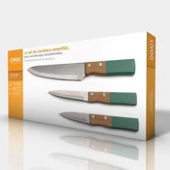 Livoo Découpe Set De 3 Couteaux En Bois Beige -saladiers et coupelles Soldes set de 3 couteaux en bois beige 3