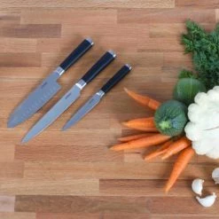Livoo Découpe Set De 3 Couteaux Japonais En Acier Inoxydable Noir -saladiers et coupelles Soldes set de 3 couteaux japonais en acier inoxydable noir 2