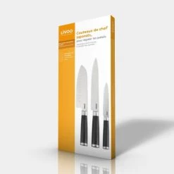 Livoo Découpe Set De 3 Couteaux Japonais En Acier Inoxydable Noir -saladiers et coupelles Soldes set de 3 couteaux japonais en acier inoxydable noir 5