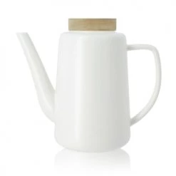 OGO Living Théières Théière Avec Couvercle En Porcelaine Et Acacia 1,2L