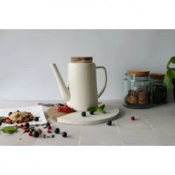 OGO Living Théières Théière Avec Couvercle En Porcelaine Et Acacia 1,2L -saladiers et coupelles Soldes theiere avec couvercle en porcelaine et acacia 1 2l 5