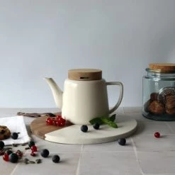 OGO Living Théières Théière Avec Couvercle En Porcelaine Et Bois 680 Ml -saladiers et coupelles Soldes theiere avec couvercle en porcelaine et bois 680 ml 2