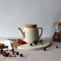 OGO Living Théières Théière Avec Couvercle En Porcelaine Et Bois 680 Ml -saladiers et coupelles Soldes theiere avec couvercle en porcelaine et bois 680 ml 3