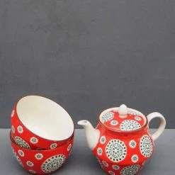 Chehoma Théières Théière En Céramique Rouge -saladiers et coupelles Soldes theiere en ceramique rouge 2
