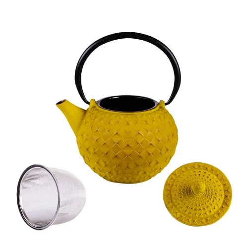 Trend'up Théières Théière En Fonte 1 L Avec Fitre Inox Jaune 4 Trend'up Théières Théière En Fonte 1 L Avec Fitre Inox Jaune – Image 2