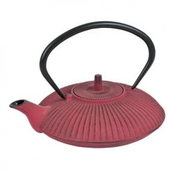 Table Passion Théières Théière En Fonte Avec Filtre Inox 0.8 L Striée Rouge