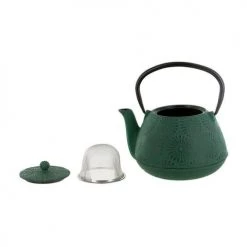 Aromandise Théières Théière En Fonte Vert émeraude 1,2L -saladiers et coupelles Soldes theiere en fonte vert emeraude 1 2l 3