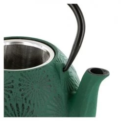 Aromandise Théières Théière En Fonte Vert émeraude 1,2L -saladiers et coupelles Soldes theiere en fonte vert emeraude 1 2l 4