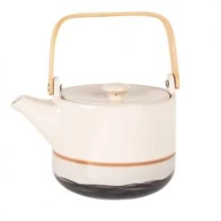 Maisons Du Monde Théières Théière En Grès Beige, Noire, Bleue Et Bambou