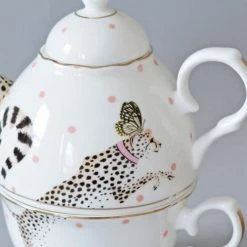 Yvonne Ellen Théières Théière En Porcelaine Panthère 36cl -saladiers et coupelles Soldes theiere en porcelaine panthere 36cl 2