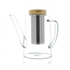 OGO Living Théières Théière En Verre Borosilicate Et Couvercle En Bois 1,2L
