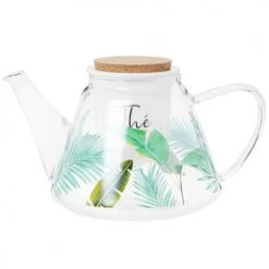 Maisons Du Monde Théières Théière En Verre Transparent Motif Végétal Vert Et Porcelaine 1.2L